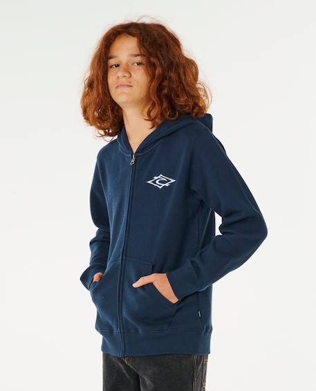 Sweat à capuche zippé hazey days garçon Bleu marine foncé+Denim délavé 2 - vertbaudet enfant 