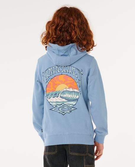Sweat à capuche zippé hazey days garçon Bleu marine foncé+Denim délavé 9 - vertbaudet enfant 