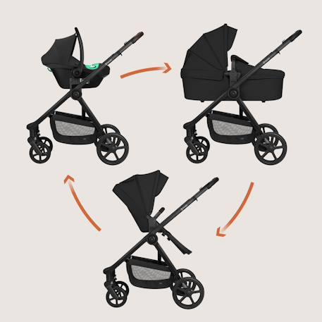 Poussette 3en1 greet avec nacelle, siège-auto astrid lite i-size, canopy upf50+ et accessoires Beige taupe+Black onyx 8 - vertbaudet enfant 