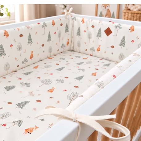 Tour de lit bébé réversible en gaze de coton forest Écru 2 - vertbaudet enfant 