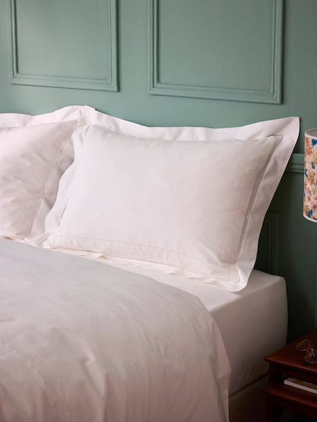 Taie d'oreiller percale de coton brodée 'aglaé' Blanc 4 - vertbaudet enfant 