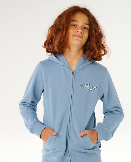 Sweat à capuche zippé hazey days garçon Bleu marine foncé+Denim délavé 12 - vertbaudet enfant 