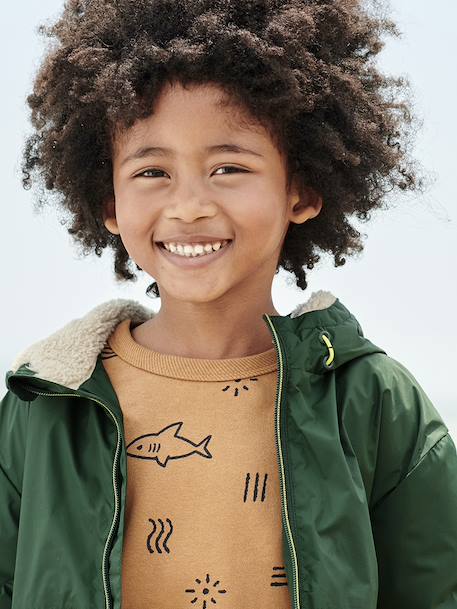 Coupe-vent garçon doublé sherpa à capuche caramel+marine+olive+vert 24 - vertbaudet enfant 