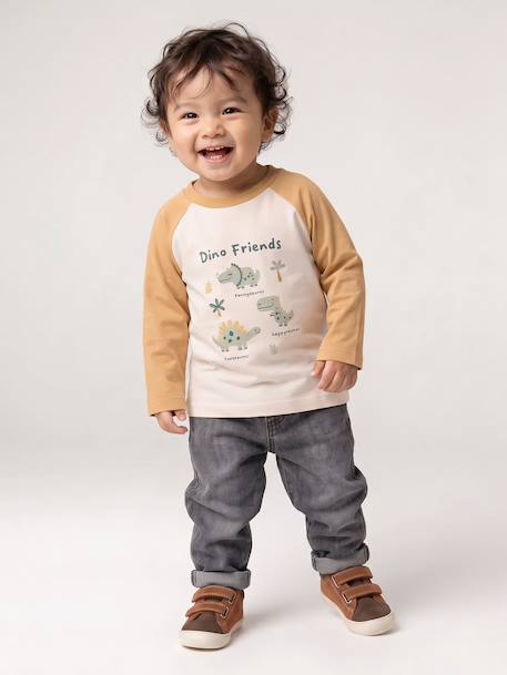 T-shirt bébé manches longues avec imprimé placé devant curry+marine 7 - vertbaudet enfant 