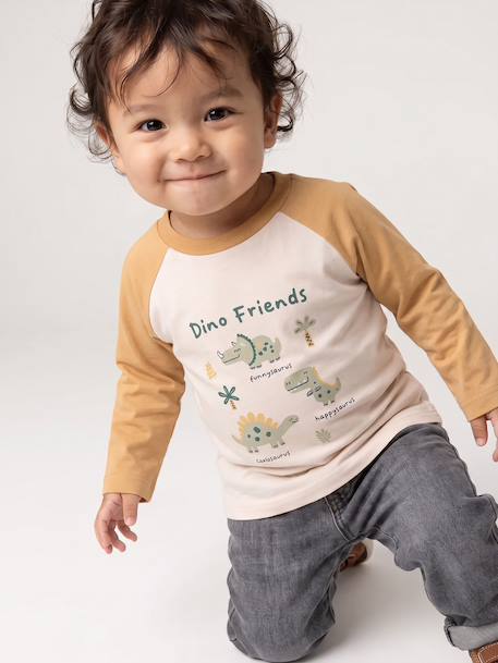 T-shirt bébé manches longues avec imprimé placé devant curry+marine 1 - vertbaudet enfant 