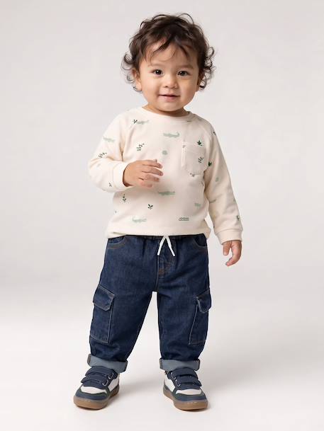 T-shirt manches longues bébé garçon bleu grisé+vanille 11 - vertbaudet enfant 