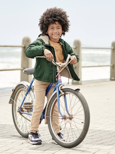 Coupe-vent garçon doublé sherpa à capuche caramel+marine+olive+vert 25 - vertbaudet enfant 