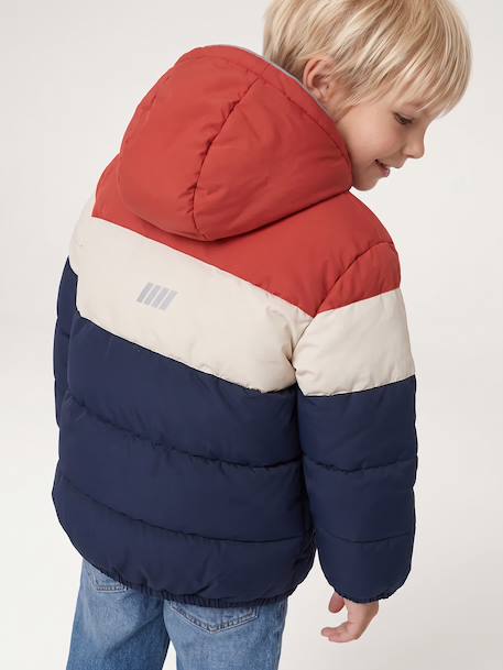 Doudoune à capuche garçon bleu+rouille 15 - vertbaudet enfant 