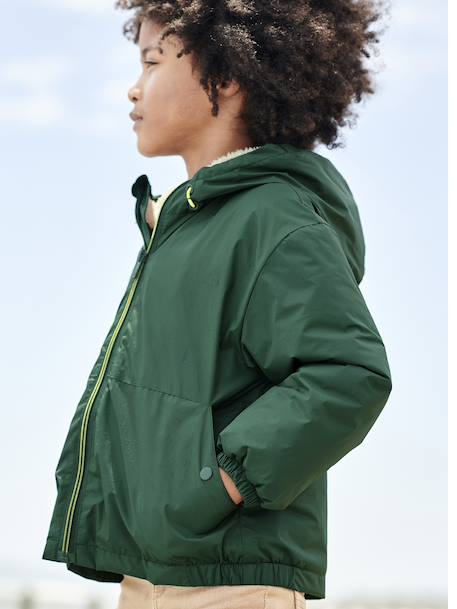 Coupe-vent garçon doublé sherpa à capuche caramel+marine+olive+vert 22 - vertbaudet enfant 