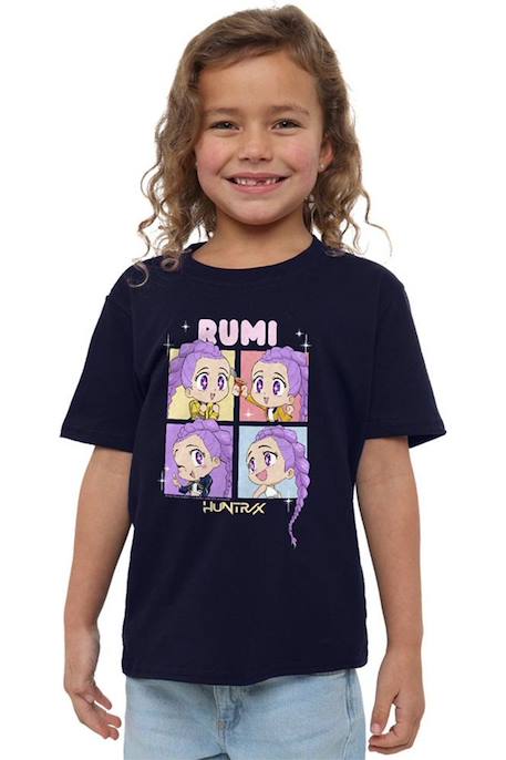 T-shirt Kpop Demon Hunters - Rumi - huntrix Bleu clair+Bleu marine+Rose clair+Violet 10 - vertbaudet enfant 