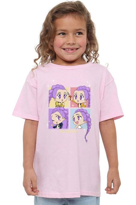 T-shirt Kpop Demon Hunters - Rumi - huntrix Bleu clair+Bleu marine+Rose clair+Violet 16 - vertbaudet enfant 
