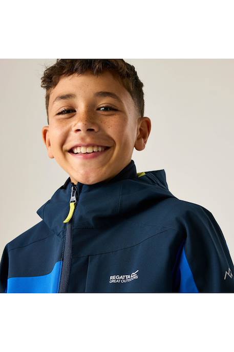 Veste imperméable 3-en-1 à capuche élastiquée et lumière sur manche motif/style contrasté trekktain Bleu marine / bleu 5 - vertbaudet enfant 