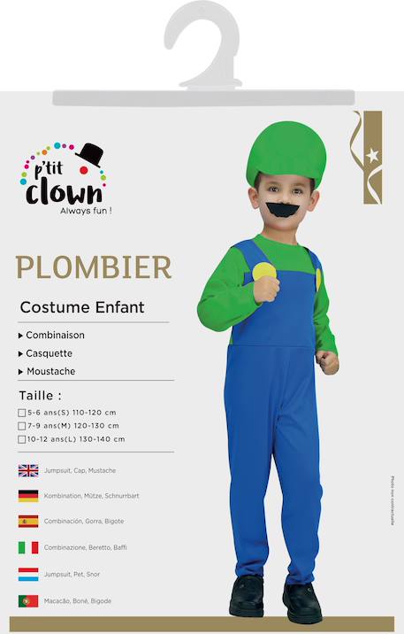 Déguisement enfant plombier combinaison et casquette Bleu, vert 2 - vertbaudet enfant 
