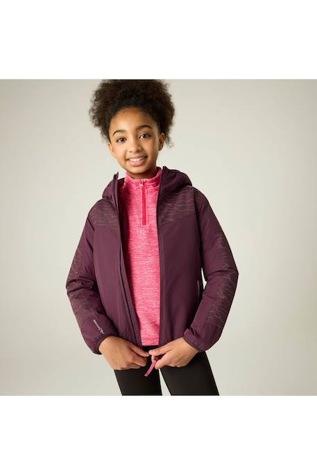 Veste fille imperméable et isolante à capuche détail réfléchissant illuma Pourpre 1 - vertbaudet enfant 