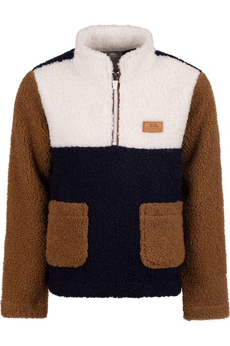 Haut col montant zippé motif/style blocs de couleurs mitta Bleu marine+Corail 1 - vertbaudet enfant 