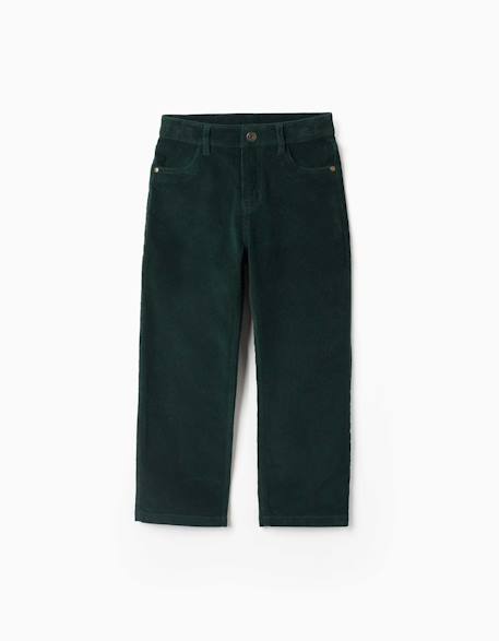 Pantalon à coupe droite en velours côtelé Rouge foncé+Vert foncé 4 - vertbaudet enfant 