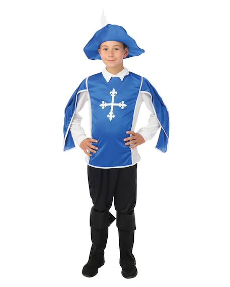 Déguisement enfant mousquetaire tunique, pantalon et chapeau Bleu, noir 1 - vertbaudet enfant 