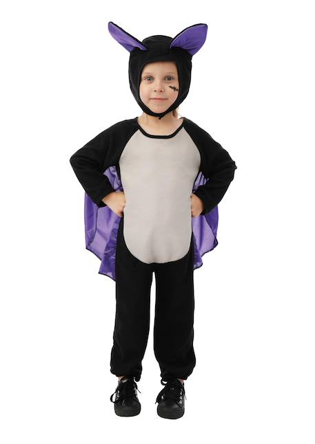 Déguisement enfant chauve-souris combinaison et cagoule Noir, violet 2 - vertbaudet enfant 