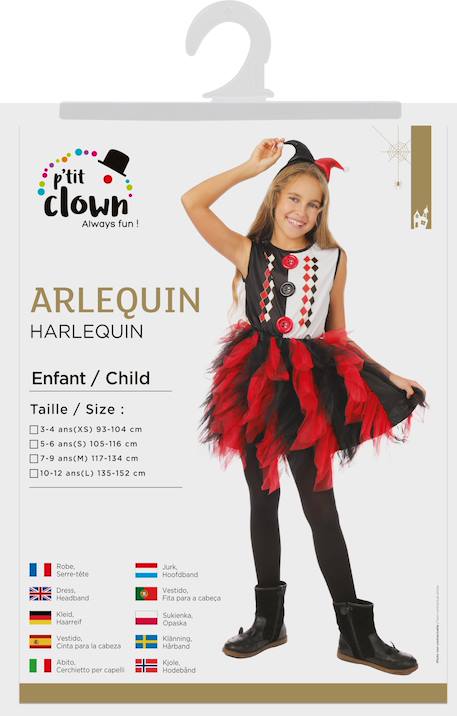Déguisement enfant fille arlequin à froufrous Noir, rouge 2 - vertbaudet enfant 