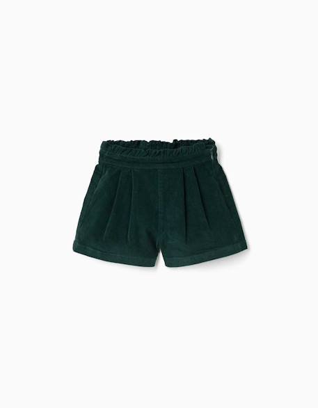 Short en velours côtelé avec plis sur le devant Bleu foncé+Vert foncé 4 - vertbaudet enfant 