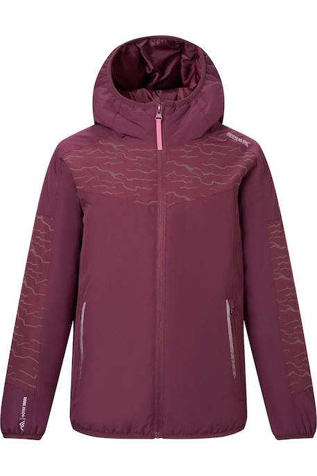Veste fille imperméable et isolante à capuche détail réfléchissant illuma Pourpre 2 - vertbaudet enfant 