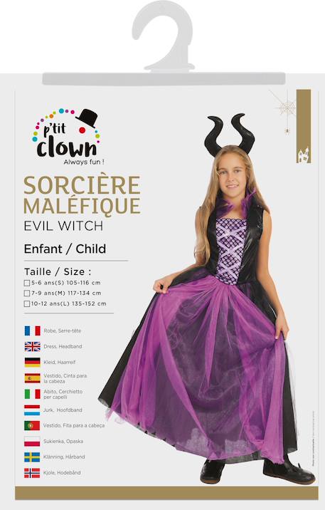 Déguisement enfant fille sorcière maléfique robe et serre-tête Noir, violet 2 - vertbaudet enfant 