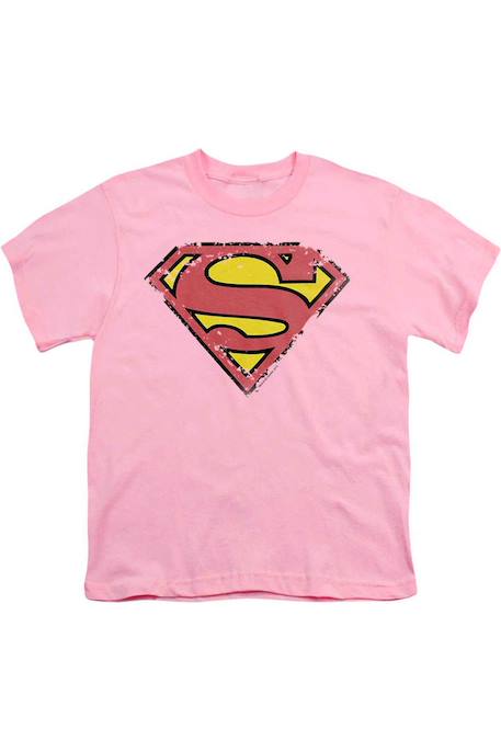 T-shirt Superman style bouclier usé en coton Bleu roi+Rose 5 - vertbaudet enfant 