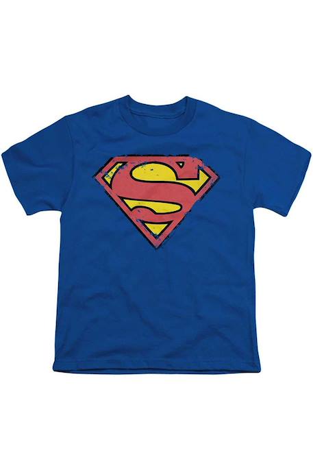 T-shirt Superman style bouclier usé en coton Bleu roi+Rose 1 - vertbaudet enfant 