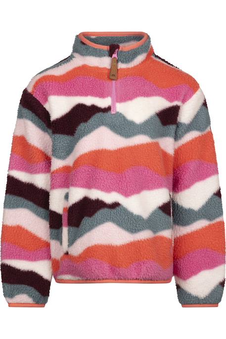 Pull polaire à zip col montant Cobalt+Rose 4 - vertbaudet enfant 