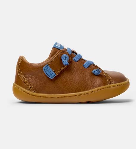 Baskets garçon cuir peu cami twins Blanc naturel 1+Marron moyen et gris foncé 6 - vertbaudet enfant 