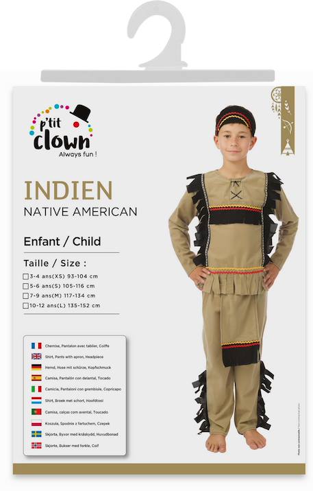 Déguisement enfant garçon indien chemise, pantalon et coiffe Beige 2 - vertbaudet enfant 