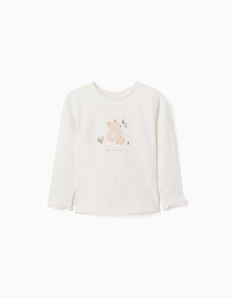 T-shirt en coton à manches longues avec rennes imprimés Blanc 1 - vertbaudet enfant 