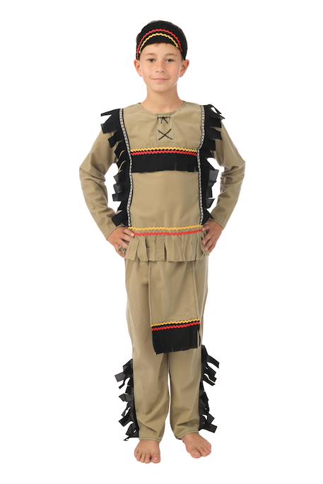 Déguisement enfant garçon indien chemise, pantalon et coiffe Beige 1 - vertbaudet enfant 