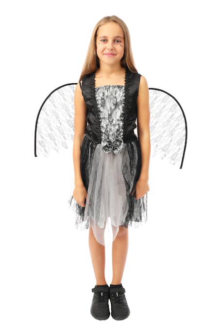 Déguisement enfant fille ange déchu robe et ailes Noir, gris 2 - vertbaudet enfant 