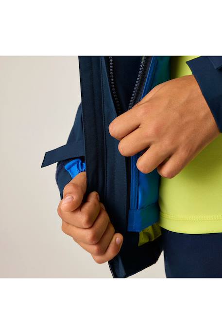 Veste imperméable 3-en-1 à capuche élastiquée et lumière sur manche motif/style contrasté trekktain Bleu marine / bleu 4 - vertbaudet enfant 