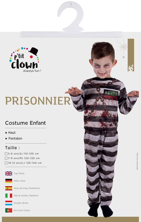 Déguisement enfant prisonnier haut et pantalon Noir, blanc 2 - vertbaudet enfant 