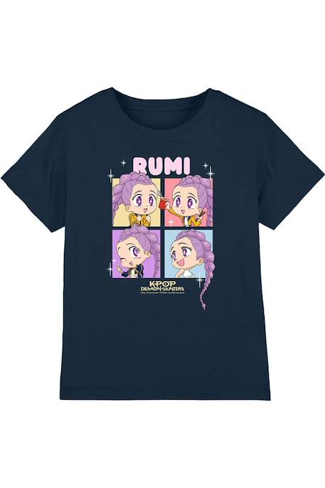 T-shirt Kpop Demon Hunters - Rumi - huntrix Bleu clair+Bleu marine+Rose clair+Violet 7 - vertbaudet enfant 