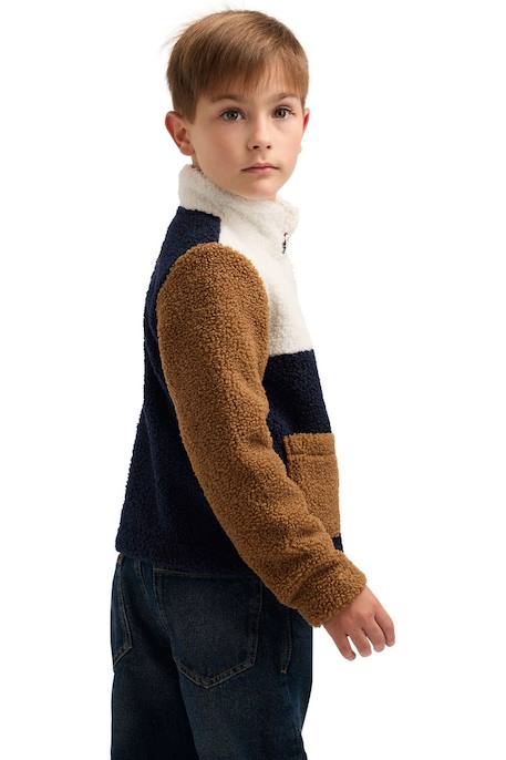 Haut col montant zippé motif/style blocs de couleurs mitta Bleu marine+Corail 6 - vertbaudet enfant 