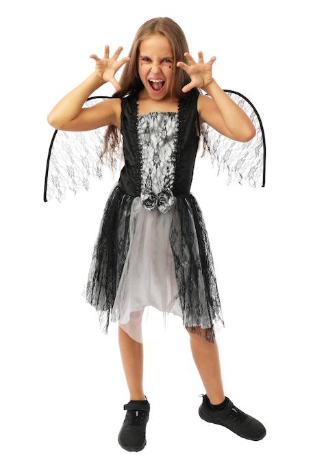 Déguisement enfant fille ange déchu robe et ailes Noir, gris 1 - vertbaudet enfant 
