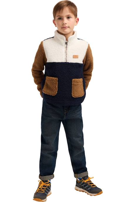 Polaire col zippé enfant mitta Bleu marine+Corail 3 - vertbaudet enfant 