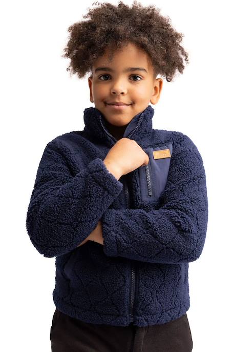 Veste polaire à col montant et poche contrastée sur poitrine southford Bleu marine 3 - vertbaudet enfant 