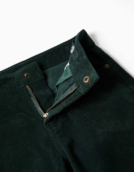 Pantalon à coupe droite en velours côtelé Rouge foncé+Vert foncé 6 - vertbaudet enfant 