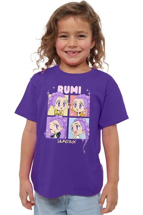 T-shirt Kpop Demon Hunters - Rumi - huntrix Bleu clair+Bleu marine+Rose clair+Violet 22 - vertbaudet enfant 