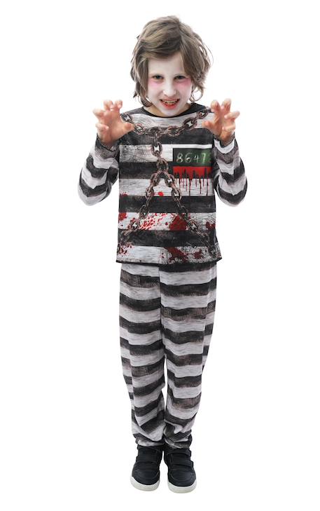 Déguisement enfant prisonnier haut et pantalon Noir, blanc 1 - vertbaudet enfant 