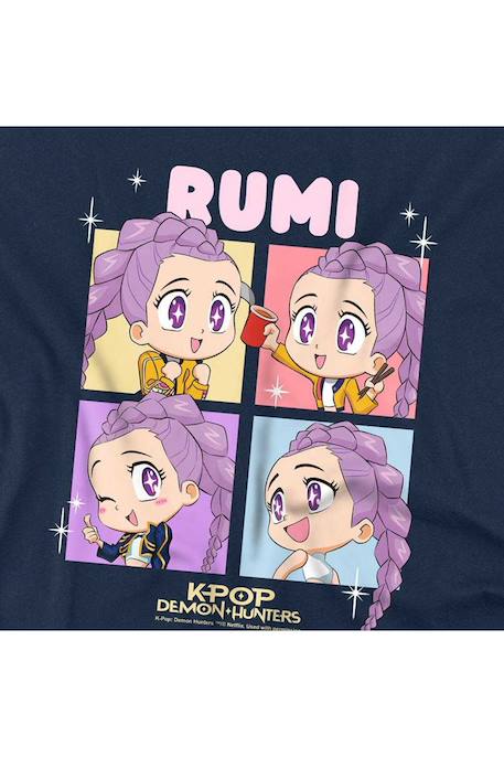 T-shirt Kpop Demon Hunters - Rumi - huntrix Bleu clair+Bleu marine+Rose clair+Violet 9 - vertbaudet enfant 