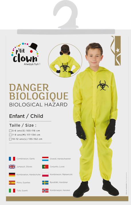 Déguisement enfant combinaison danger biologique avec gants Jaune 2 - vertbaudet enfant 