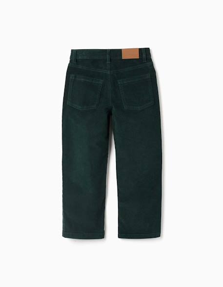 Pantalon à coupe droite en velours côtelé Rouge foncé+Vert foncé 5 - vertbaudet enfant 