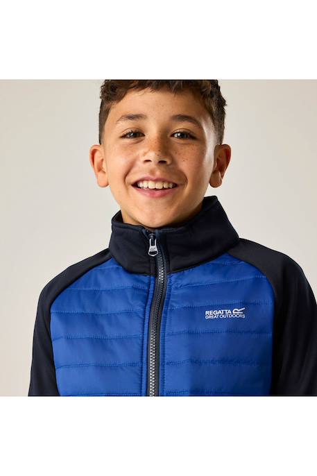 Veste imperméable 3-en-1 à capuche élastiquée et lumière sur manche motif/style contrasté trekktain Bleu marine / bleu 3 - vertbaudet enfant 