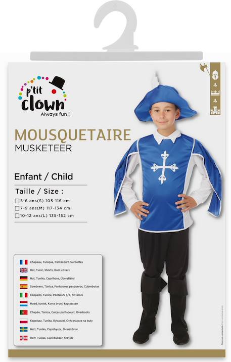 Déguisement enfant mousquetaire tunique, pantalon et chapeau Bleu, noir 2 - vertbaudet enfant 
