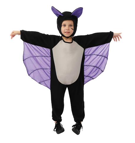 Déguisement enfant chauve-souris combinaison et cagoule Noir, violet 1 - vertbaudet enfant 